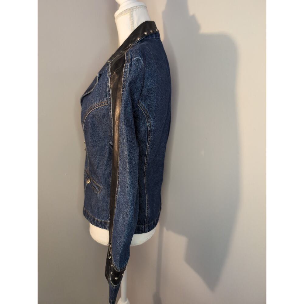 Vintage denim studded southwestern cross sleeve jacket L - Picture 5 of 8